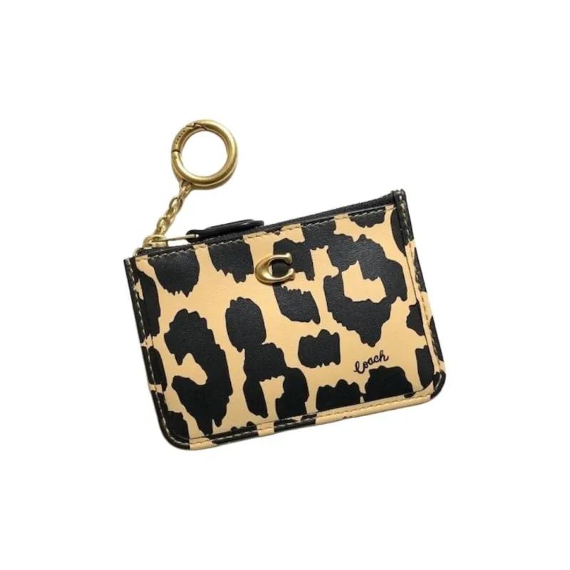 COACH Skinny Id Case Calfskin Card Holder, Coin Purse Mini Women's Black & Yellow-1