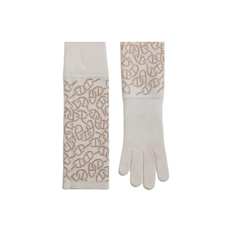 HERMES Cashmere Silk Gloves Women's Beige-1