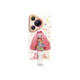 Long Hair Girl White Lanyard Leather Buckle