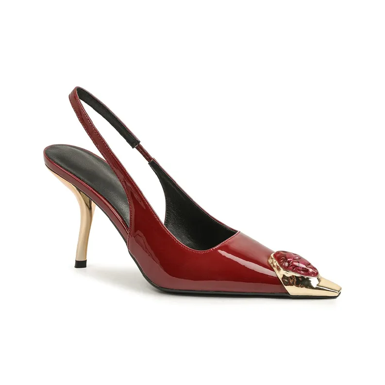 MCKP Slim Heel High Heels Women's Burgundy-1