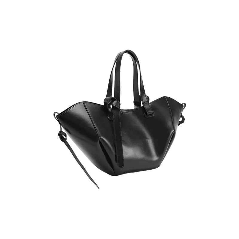 URBAN REVIVO Artificial Leather Tote Handbag, Shoulder Bag Women's Black/White-1