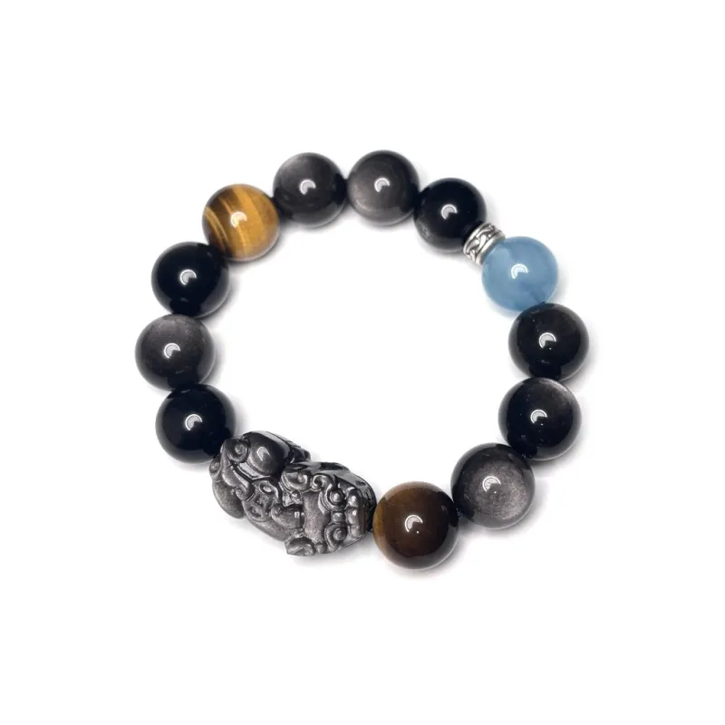 MOUNTAINS AND MANS Obsidian New Chinese Style Good Luck Beaded Bracelet Men's-4