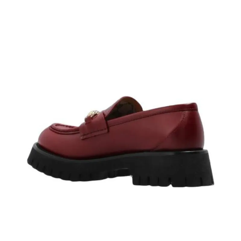 GUCCI Burgundy Loafers 4.5cm Women's Red Brown-3
