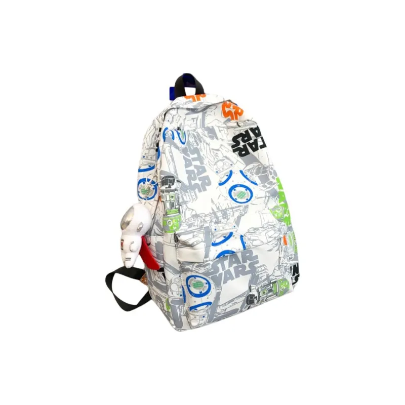 URBAN FOREST Nylon Fabric Backpack Unisex Black/Orange Red/Blue-13
