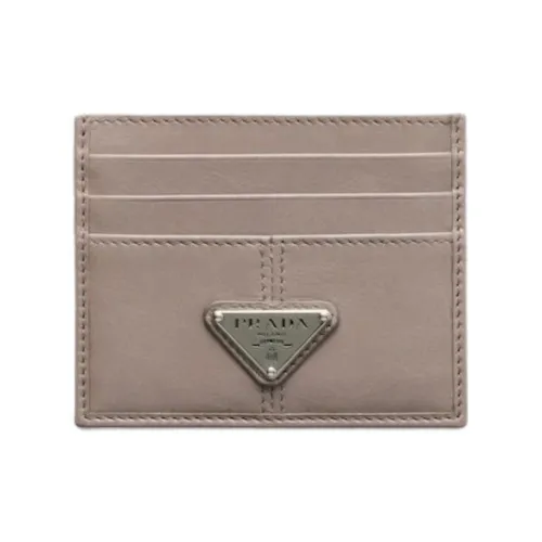 PRADA Leather Card Holder Men's Gray