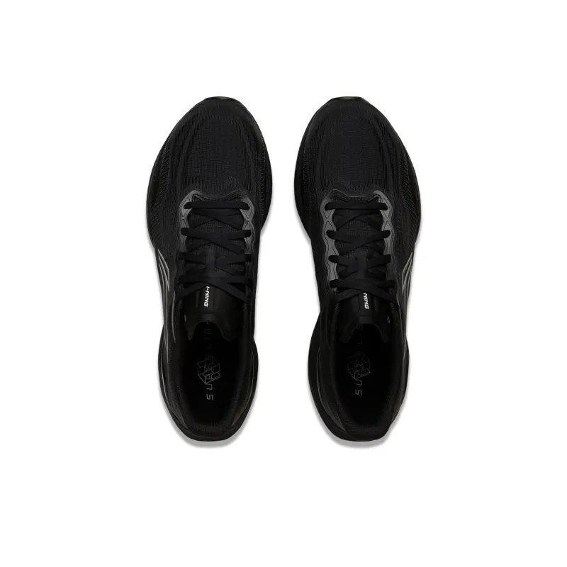 LiNing Super-Light 22 Cushioned Slip-Resistant Breathable Wear-Resistant Low-Top Running Shoes Men's Pure Black-3