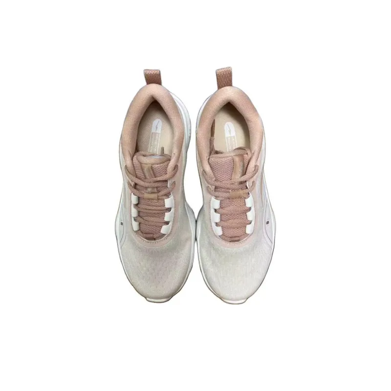 Erke Durable Cushioning Low-Top Running Shoes Women's White Pink-3