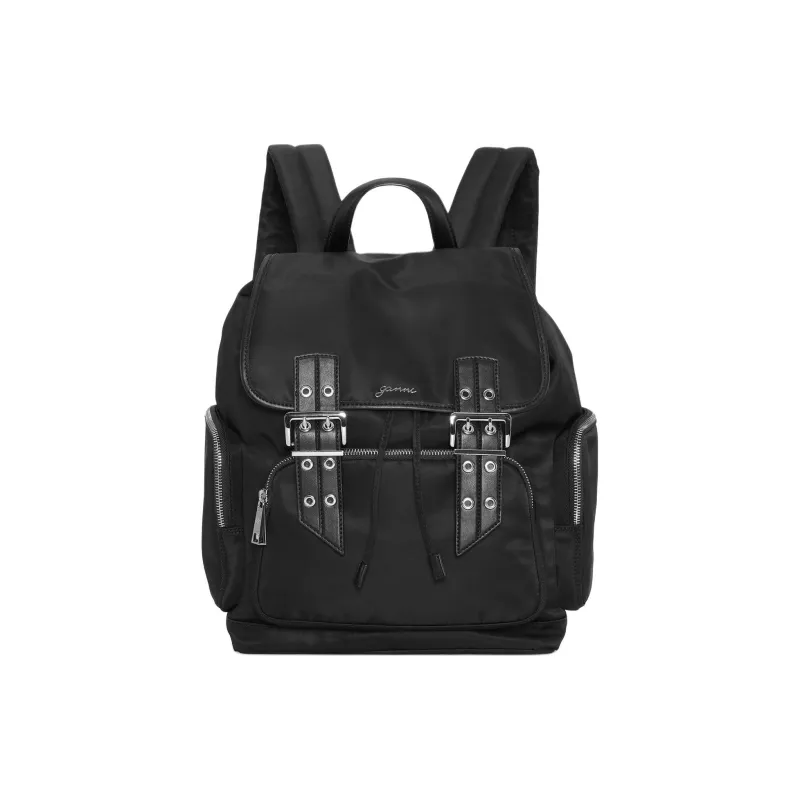 GANNI Recycled Nylon Backpack Unisex Black-0