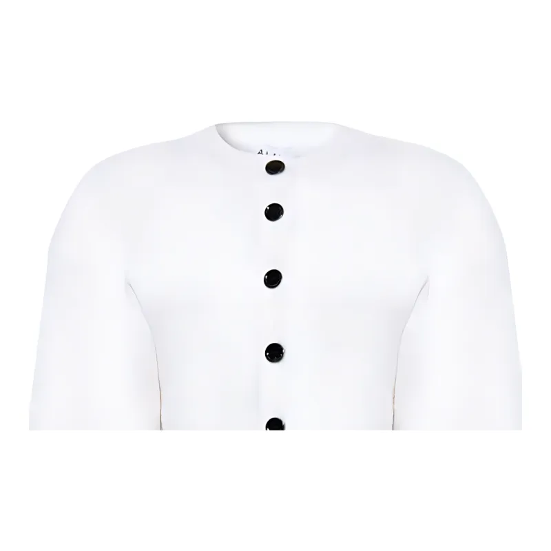 Alaia Buttoned Crewneck Cropped Cardigan-4