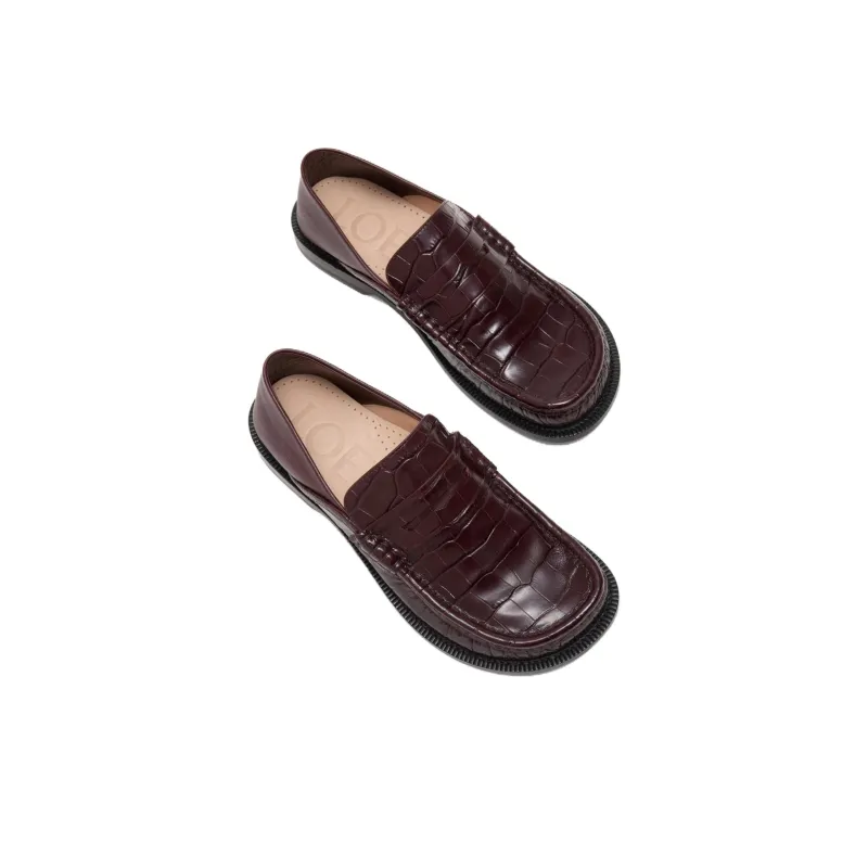 LOEWE Campo Loafers Women's Red Brown-3
