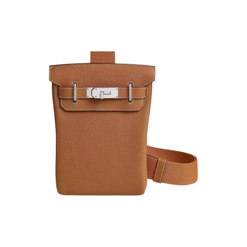 HERMES Hac A Dos Togo Calfskin Shoulder Bag Small Size Women's 37 Gold Brown