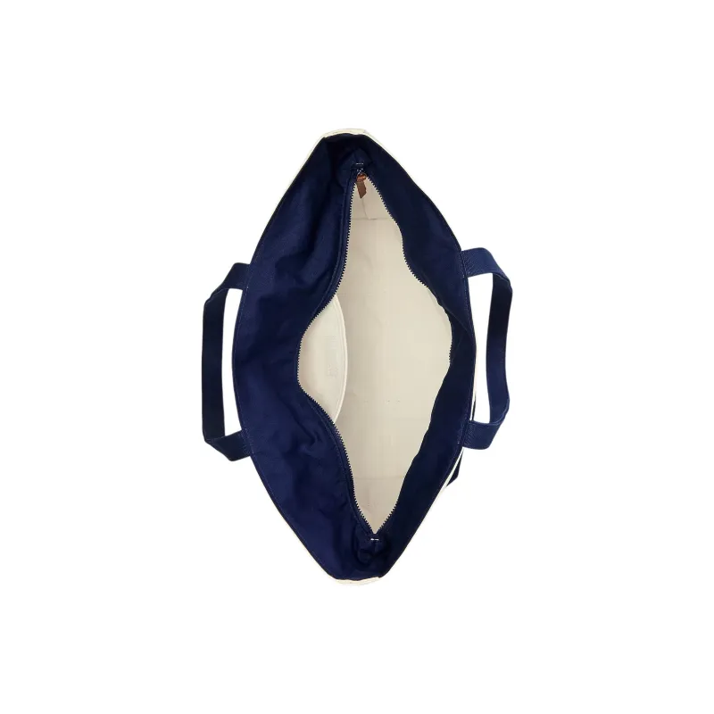 Ralph Lauren Cotton Tote Bag Shopping Bag Handbag Shoulder Bag Men's Marine Blue With Ceramic-3