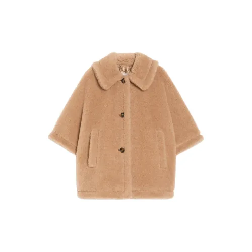 MaxMara Tenebre4 Collection Teddy Fabric Cape Cloaks Women's Camel