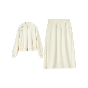 SENTUBILA Two Piece Skirt Sets Women's Beige Apricot