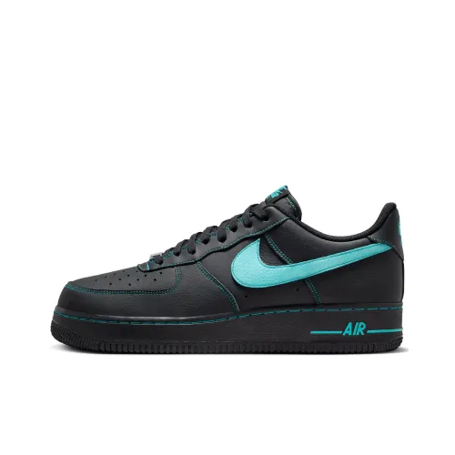 Nike Air Force 1 Anti Slip Wear Resistant Low Top Skateboard Shoes Men
s Black Aurora Green