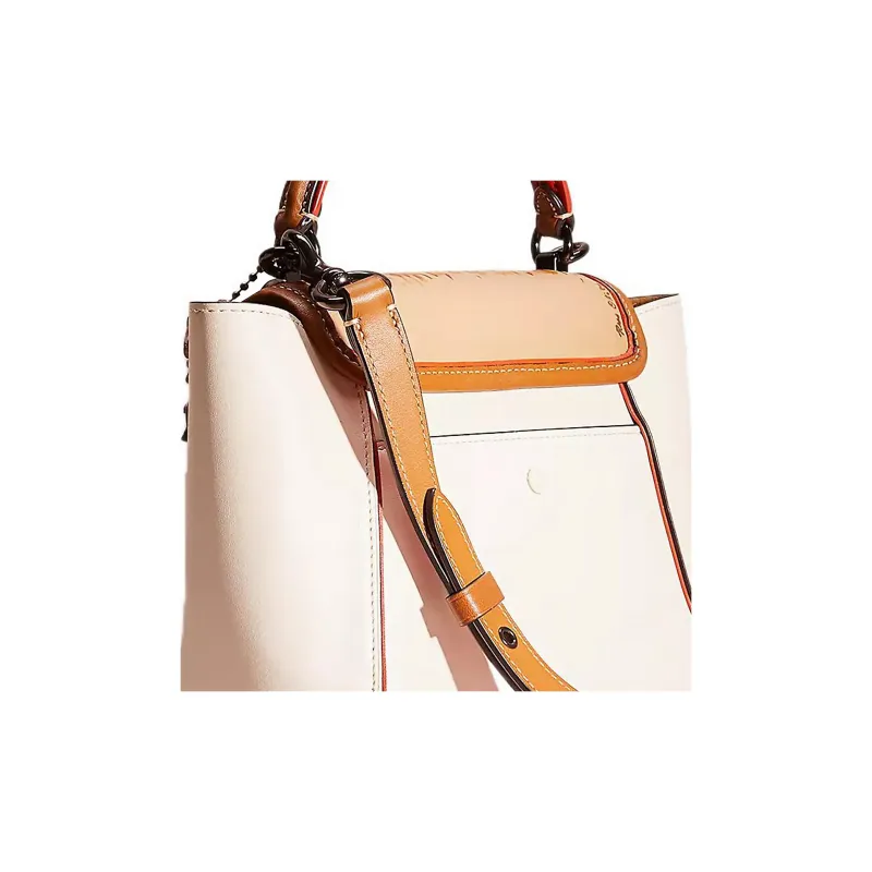 COACH Courier Glove Tanning Basket Bag Shoulder Bag Crossbody Bag Handbag Medium Size Women's Tin Multicolor Chalk-2