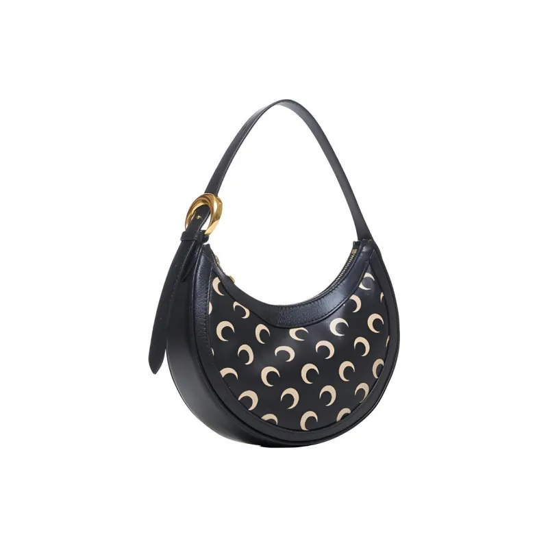 Marine Serre Leather One Shoulder Handbag Mini Women's Black-2