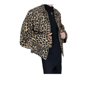 COMOWA Denim Jackets Unisex Leopard Print