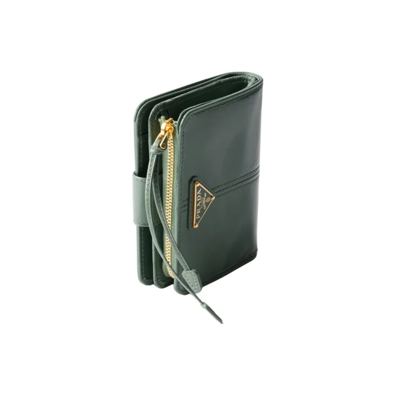 PRADA Cow Leather Wallet Small Size Women's Sage Green-2