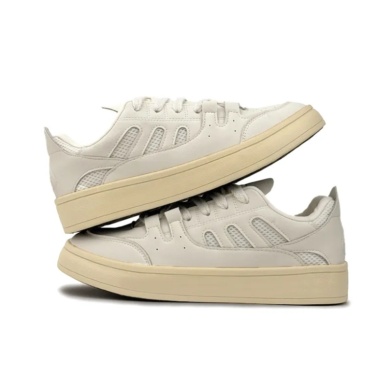 Mengsai Coverage Slip Resistant Low Top Skateboard Shoes Men's Ecru-4