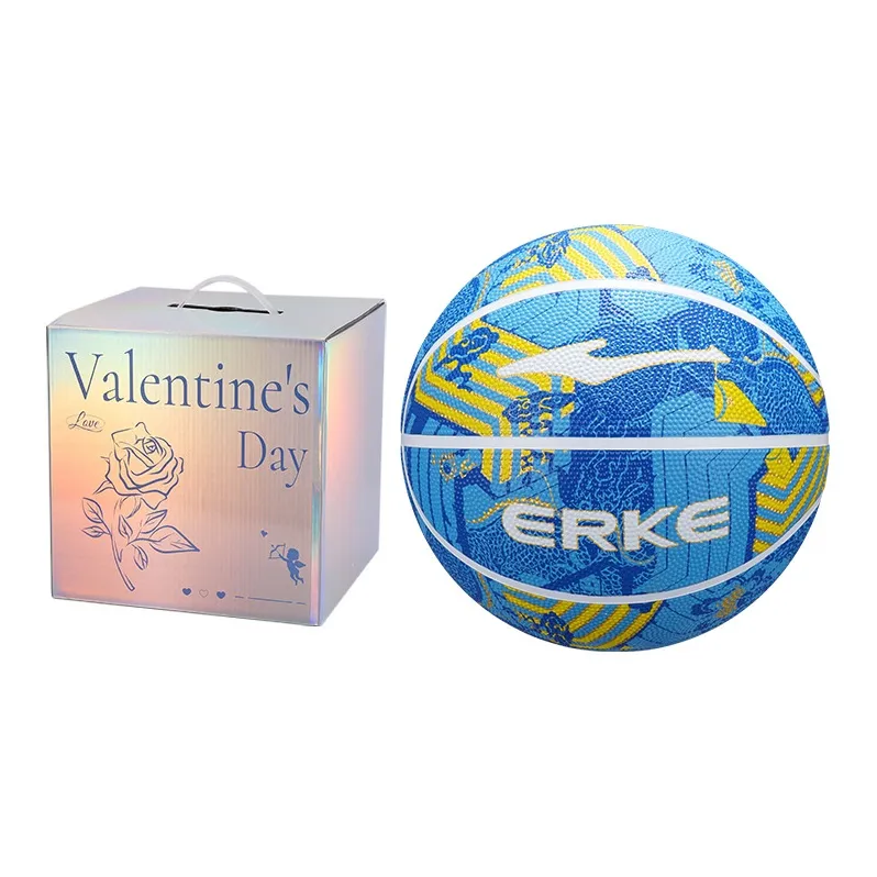 Erke RKLQ23267 Rubber Basketball Vast Sea Blue Size 7 Ball Training Unisex-10