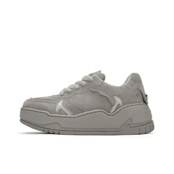 SMILEY Gray Brown Rhythm Low Top Skateboard Shoes Women's Gray