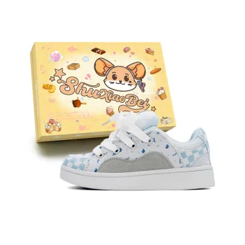 SHUXIAOBEI Polka Dot Puffy Shoes Gift Box Set Cushioning Wear Resistant Low Top Skateboard Shoes Women's Light Blue
