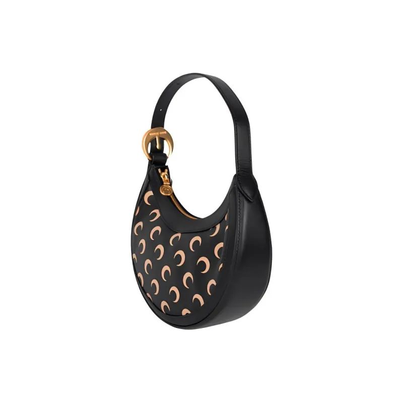 Marine Serre Leather One Shoulder Handbag Mini Women's Black-3