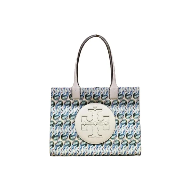 TORY BURCH Ella Fabric Tote Bag Shopping Bag Shoulder Bags Small Size Women's Swan White-0