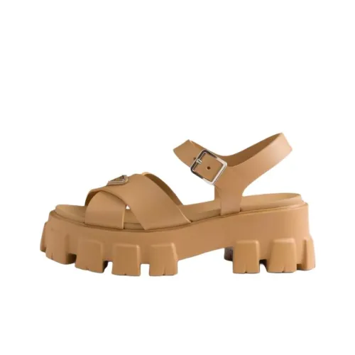 PRADA Monolith One Strap Sandals 5.5cm Women's Brown