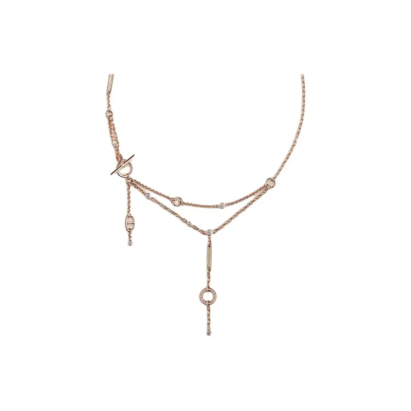 HERMES Rose Gold Diamonds Necklaces Unisex Gold-1