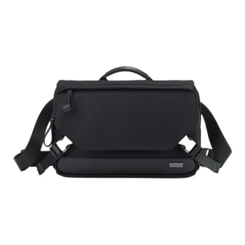 SAMSONITE Fabric With Cow Leather And Synthetic Leather Shoulder Bag Crossbody Bag Handbag Men's Black