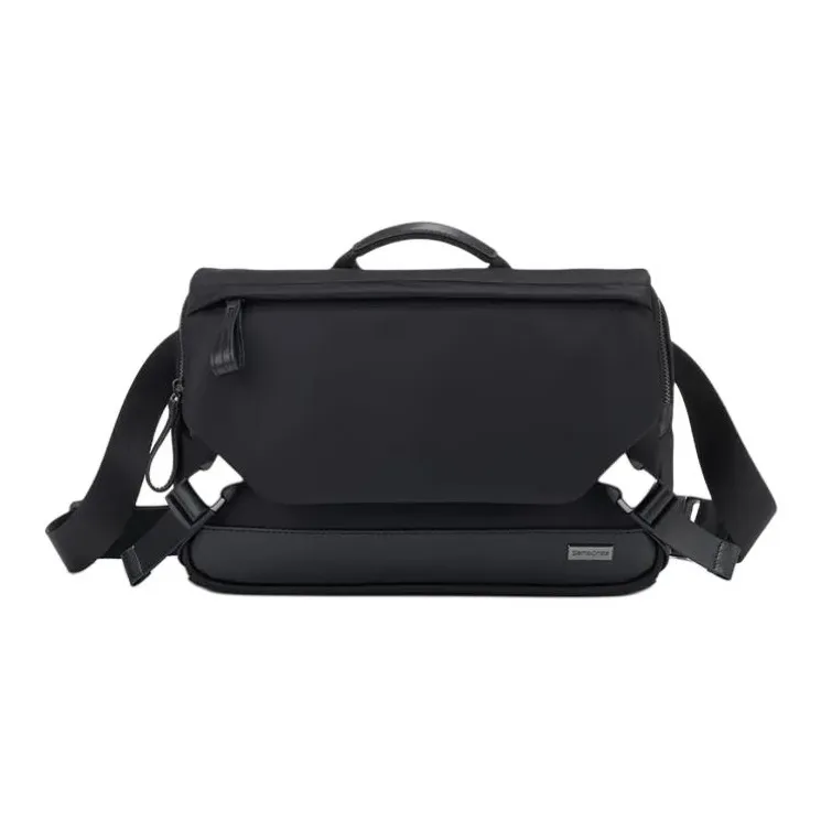 SAMSONITE Fabric With Cow Leather And Synthetic Leather Shoulder Bag Crossbody Bag Handbag Men's Black-0