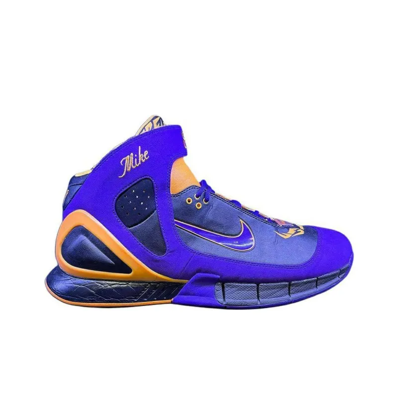 Nike Air Huarache Anti-Slip Wear-Resistant Mid-Top Basketball Shoes Unisex Blue Purple-1
