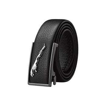 JAGUAR Cow Leather Belts Men's Black Width 3.5cm