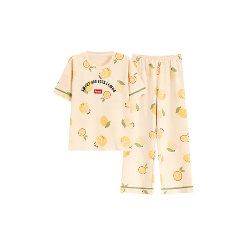 JINXU Pajama Set Women's Yellow