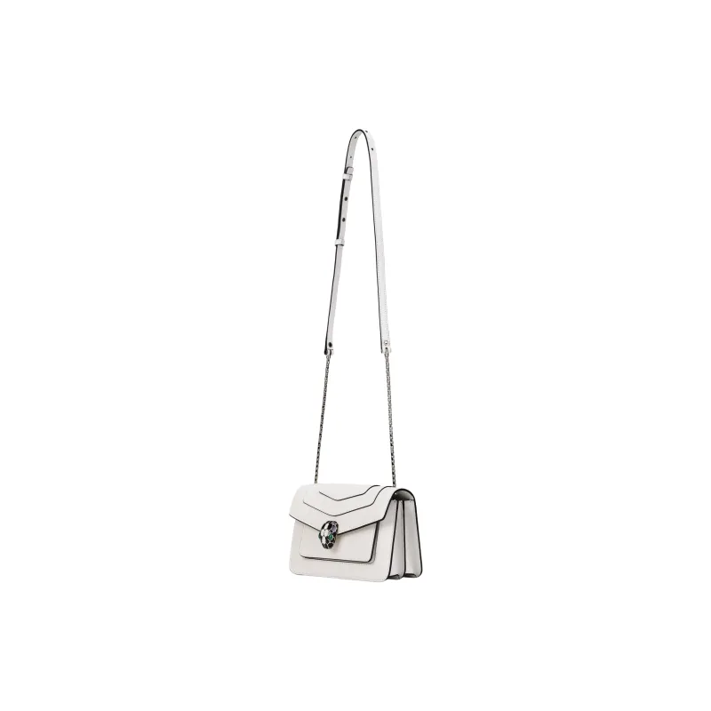 BVLGARI Calfskin Crossbody Bag, Shoulder Bag Women's White Agate Color-3