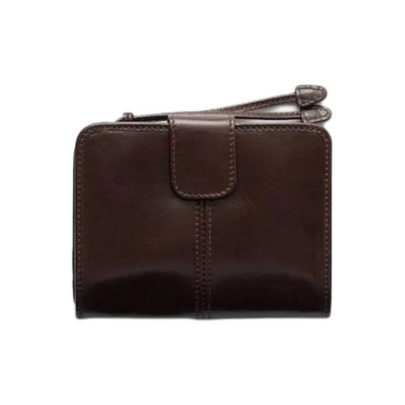 PRADA Cow Leather Wallet Trumpets Women's Dark Brown-2