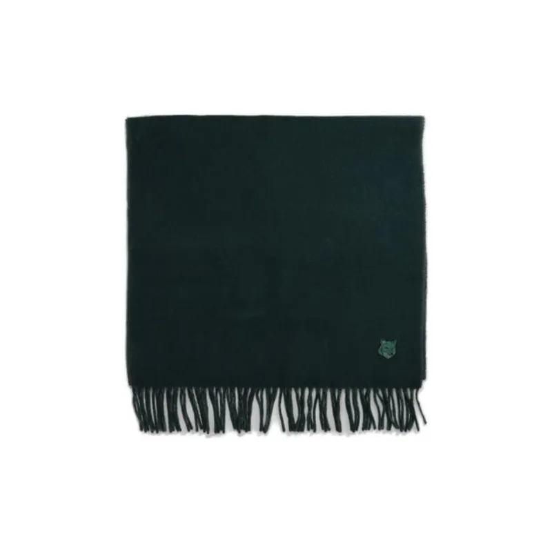Maison Kitsune Bold Fox Head Patch Fringed Scarf-2
