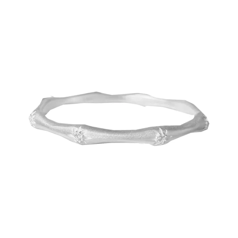 Stone Edge Poly Foot Silver Bracelet 999 Fine Silver Women's-0