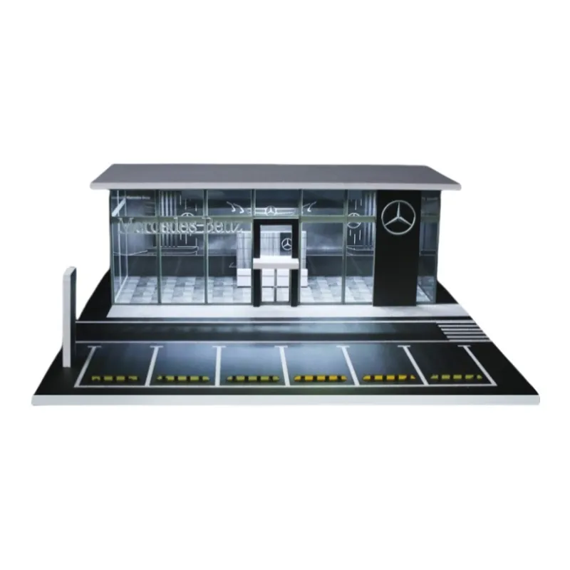 YIHAOZHANTAI MoreArt1 64 Mercedes Benz 4S Store Car Showroom Light Edition Scenario Model Accessories-1