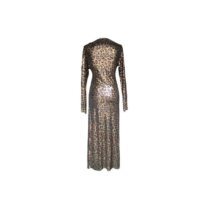 Wbwq Long-Sleeved Dresses Women's Leopard Print-5