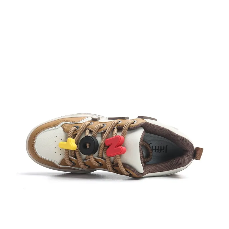 Nam Po Wan x Jifffly Slip-Resistant Water-Resistant Balance Low-Top Skateboard Shoes Unisex Beige Burgundy-10