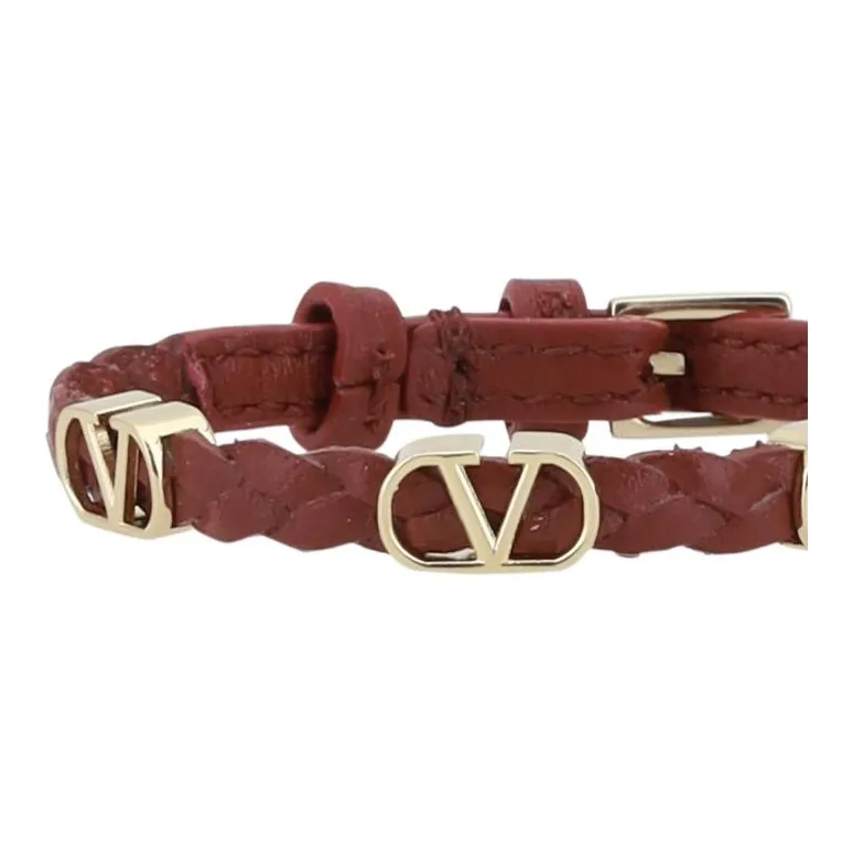 Valentino Calfskin Leather Bracelets Women's Red-2