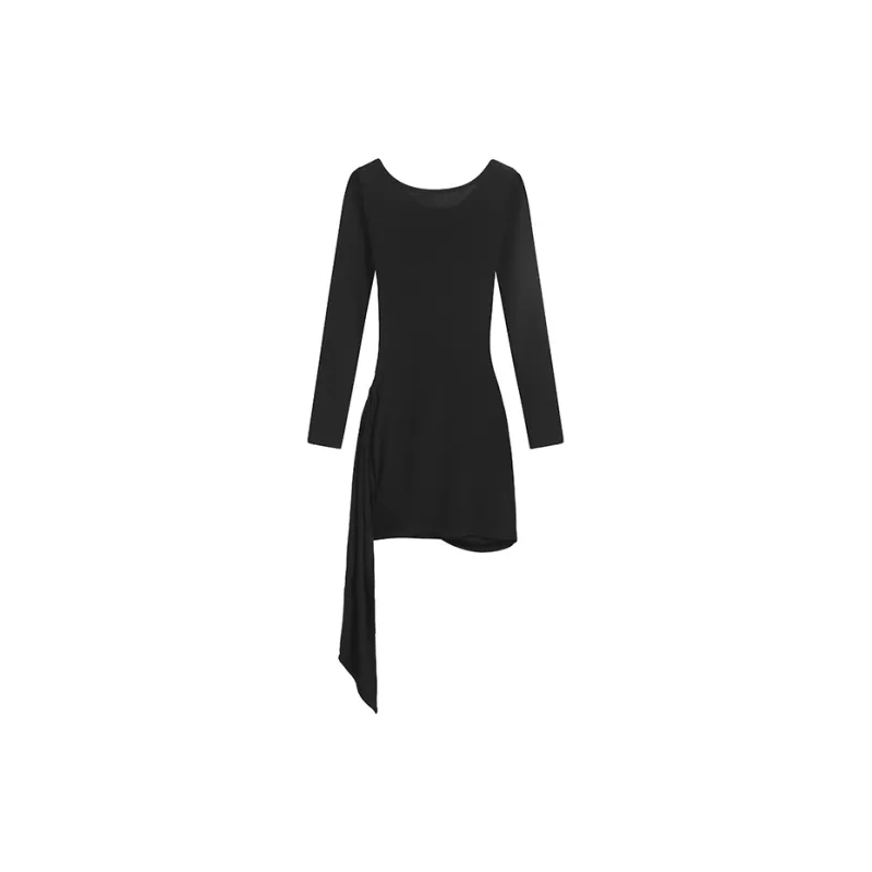PZGE Long Sleeved Dresses Women's Black-1