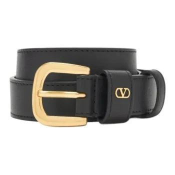 Valentino Leather Leather Belts Women's Black Width  3CM