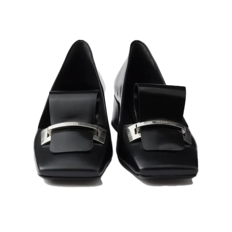 PRADA Chunky Heel High Heels 3.5cm Women's Black-4