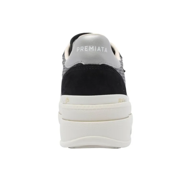 PREMIATA MICOL Abrasion Resistant Height Increasing Low Top Casual Shoes Women's Black White-4