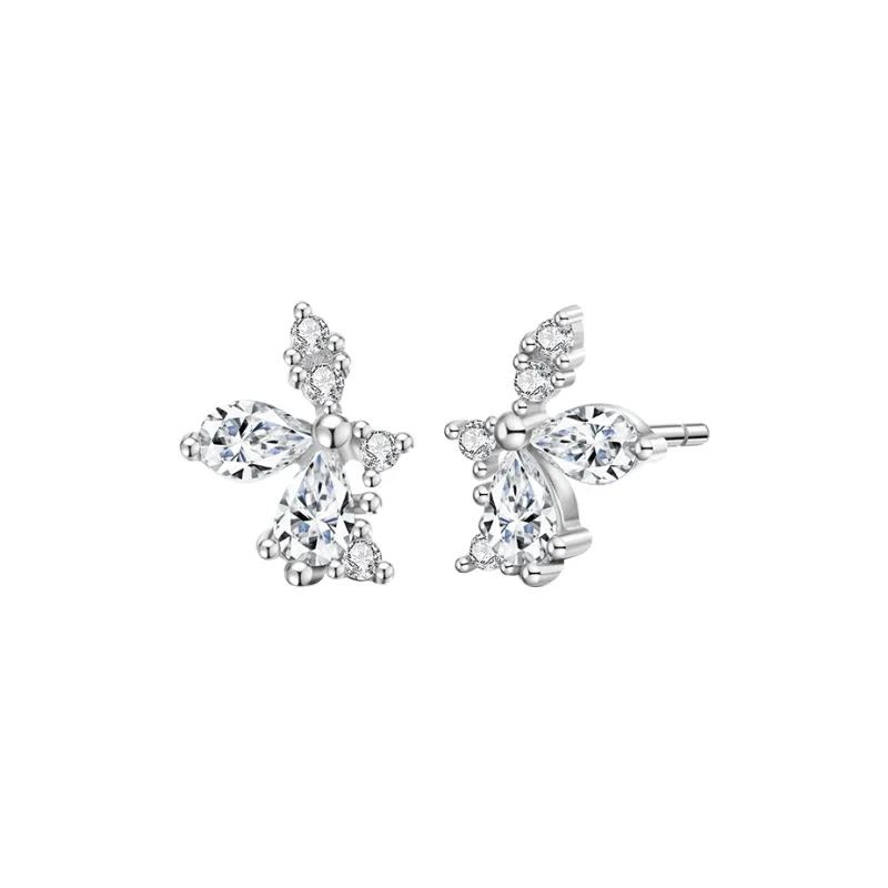 Lao Feng Xiang S999 Fine Silver Stud Earrings Women's-0