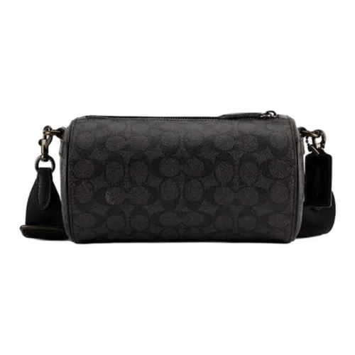 COACH Barrel Artificial Leather Crossbody Bag, Shoulder Bag Trumpets Men's Charcoal Gray